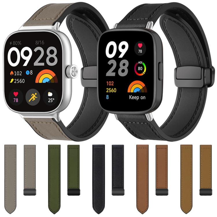 xDfind Crazy Horse Pattern Silicone Skin Magnetic Buckle Watch Band, For Xiaomi Band 10 Pro/9 Pro/Redmi Watch 6/5/4