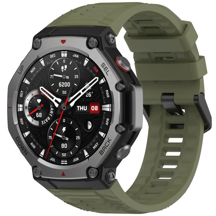 xDfind Solid Color Black Buckle Silicone Watch Band, For Amazfit T-Rex 3