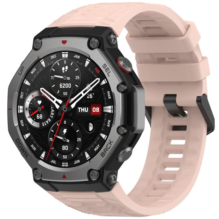 xDfind Solid Color Black Buckle Silicone Watch Band, For Amazfit T-Rex 3