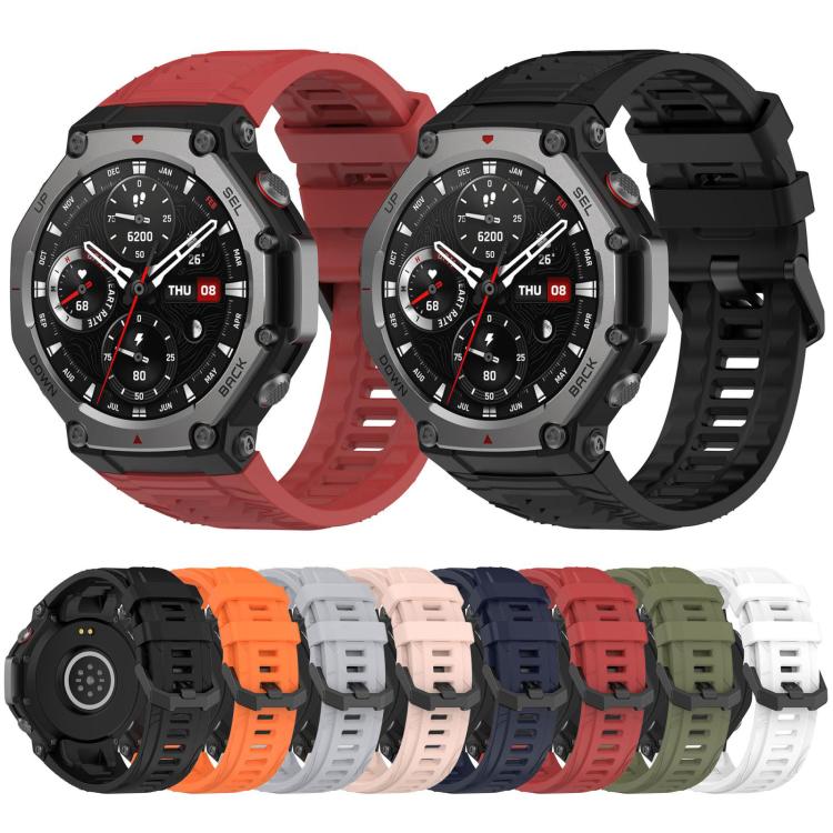 xDfind Solid Color Black Buckle Silicone Watch Band, For Amazfit T-Rex 3
