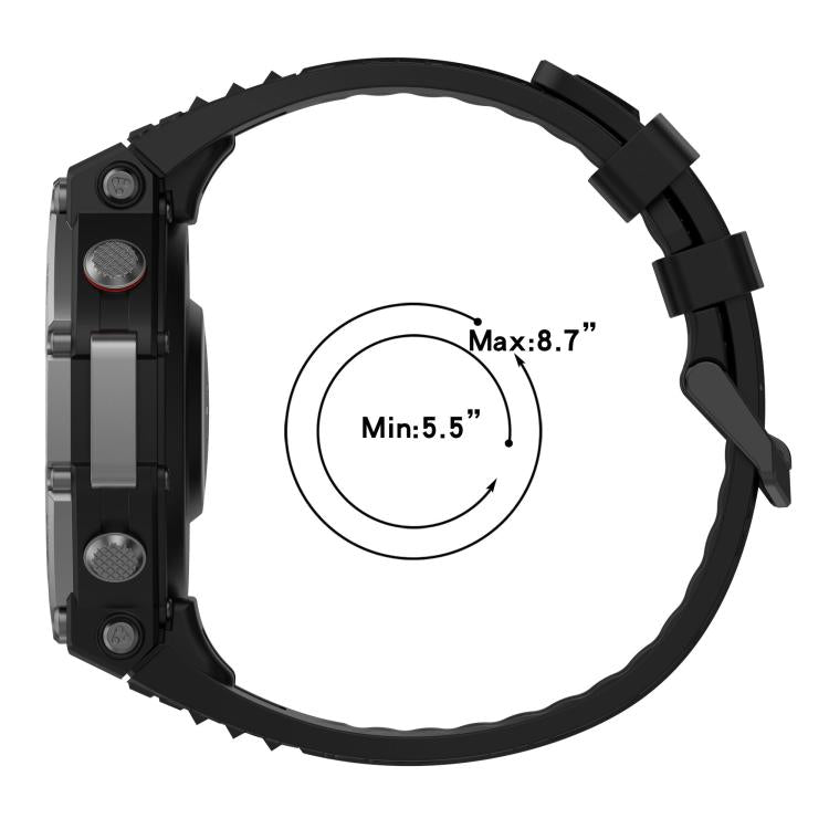 xDfind Solid Color Black Buckle Silicone Watch Band, For Amazfit T-Rex 3