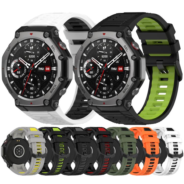 xDfind Two-color Black Buckle Silicone Watch Band, For Amazfit T-Rex 3