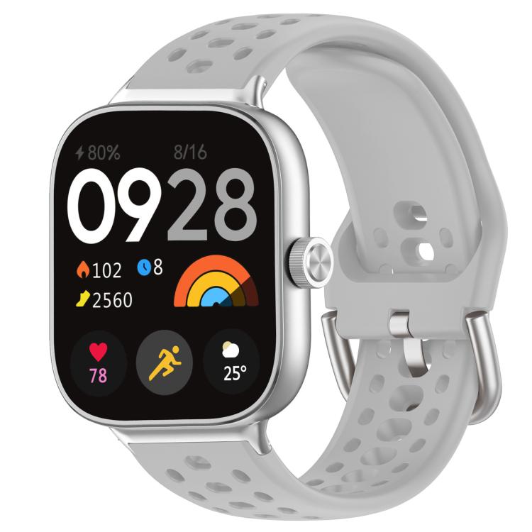 xDfind Silver Buckle Silicone Sport Watch Band, For Xiaomi Band 10 Pro / 9 Pro / Redmi Watch 6