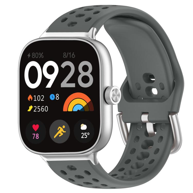xDfind Silver Buckle Silicone Sport Watch Band, For Xiaomi Band 10 Pro / 9 Pro / Redmi Watch 6