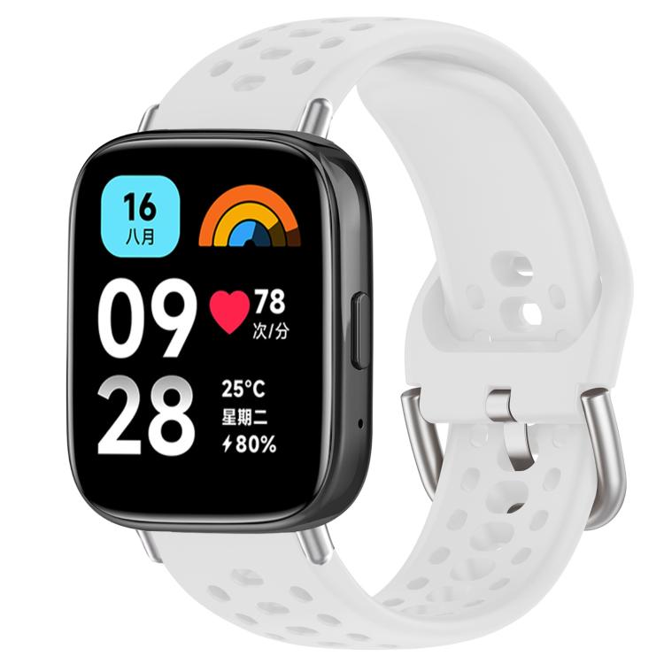 xDfind Silver Buckle Silicone Sport Watch Band, For Redmi Watch 3 Active / Watch 3 Lite