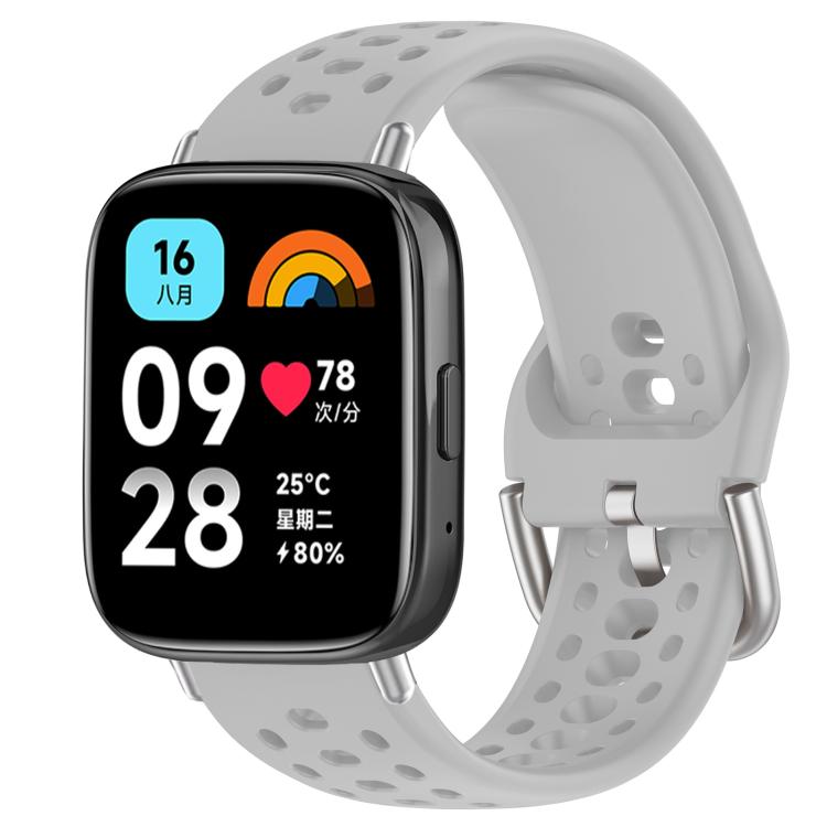 xDfind Silver Buckle Silicone Sport Watch Band, For Redmi Watch 3 Active / Watch 3 Lite