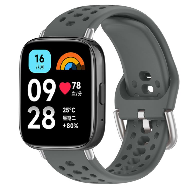 xDfind Silver Buckle Silicone Sport Watch Band, For Redmi Watch 3 Active / Watch 3 Lite