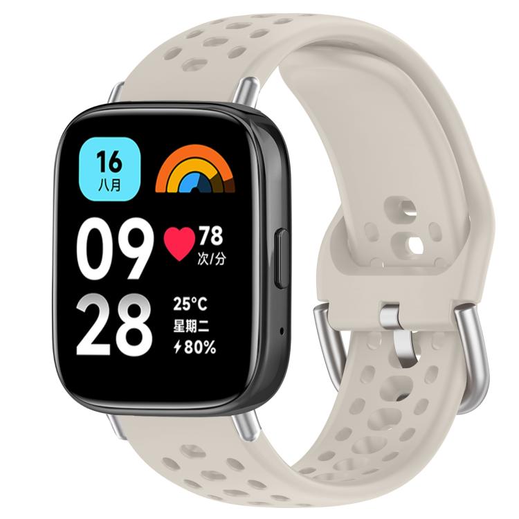 xDfind Silver Buckle Silicone Sport Watch Band, For Redmi Watch 3 Active / Watch 3 Lite