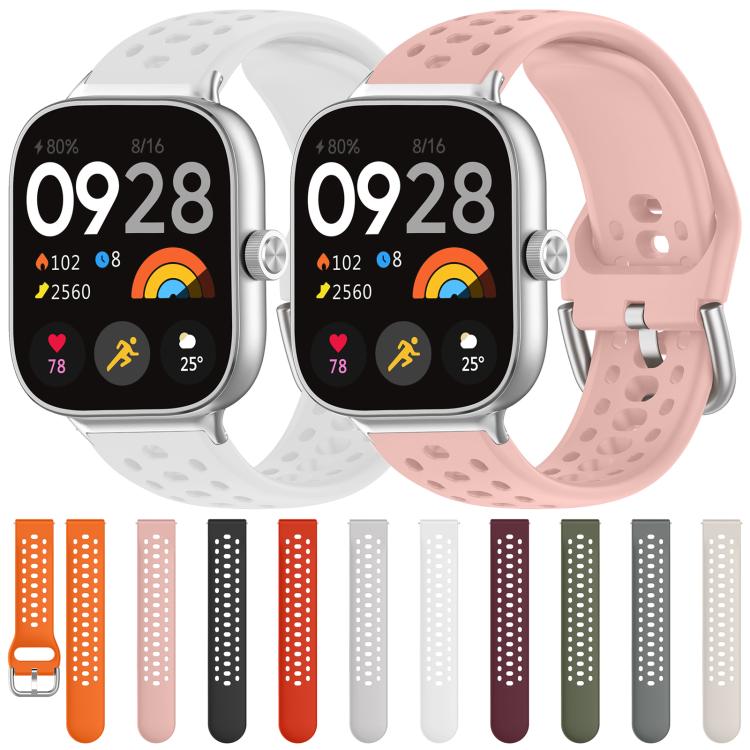 xDfind Silver Buckle Silicone Sport Watch Band, For Xiaomi Band 9 Pro / Redmi Watch 6 / 5