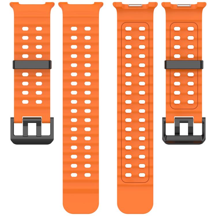 xDfind Black Buckle Ocean Solid Color Dual-row Hole Silicone Watch Band