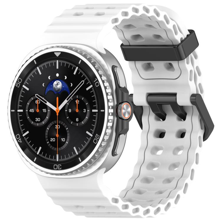 xDfind Black Buckle Ocean Solid Color Dual-row Hole Silicone Watch Band, For Samsung Galaxy Watch8 / 8 Classic