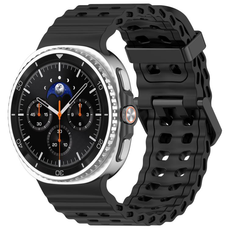 xDfind Black Buckle Ocean Solid Color Dual-row Hole Silicone Watch Band, For Samsung Galaxy Watch8 / 8 Classic