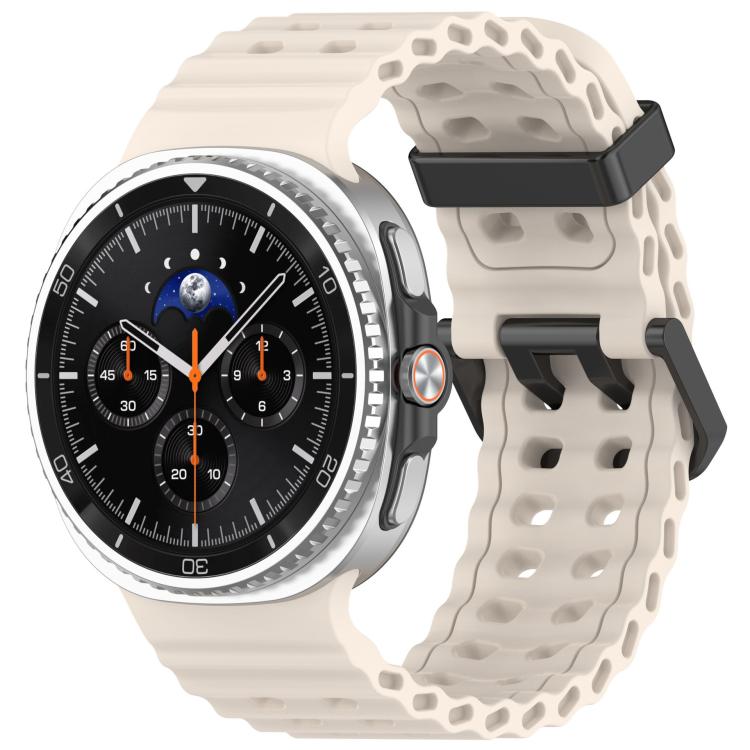 xDfind Black Buckle Ocean Solid Color Dual-row Hole Silicone Watch Band, For Samsung Galaxy Watch8 / 8 Classic