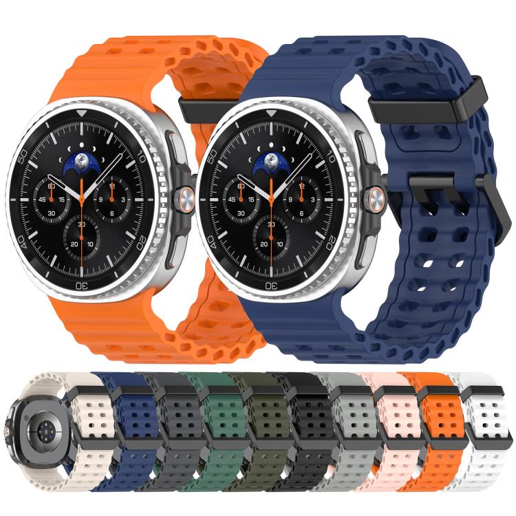 xDfind Black Buckle Ocean Solid Color Dual-row Hole Silicone Watch Band