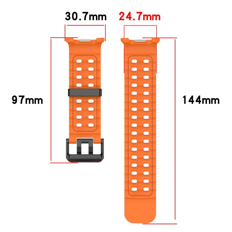xDfind Black Buckle Ocean Solid Color Dual-row Hole Silicone Watch Band