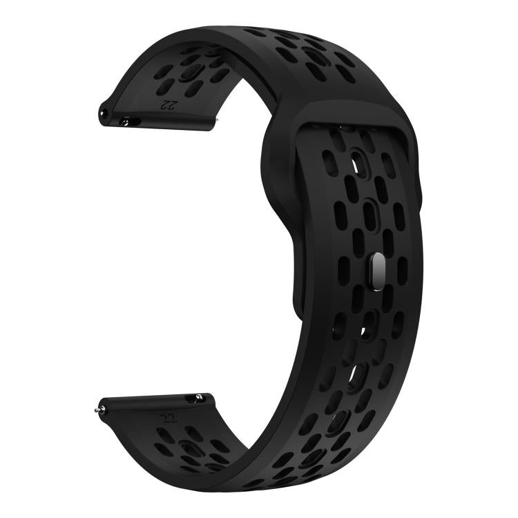 xDfind Flat Head Breathable Hole Black Buckle Silicone Watch Band, 20mm