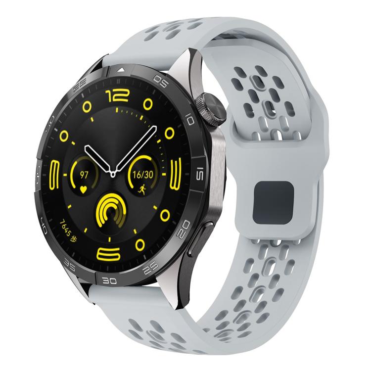 xDfind Flat Head Breathable Hole Black Buckle Silicone Watch Band, 20mm