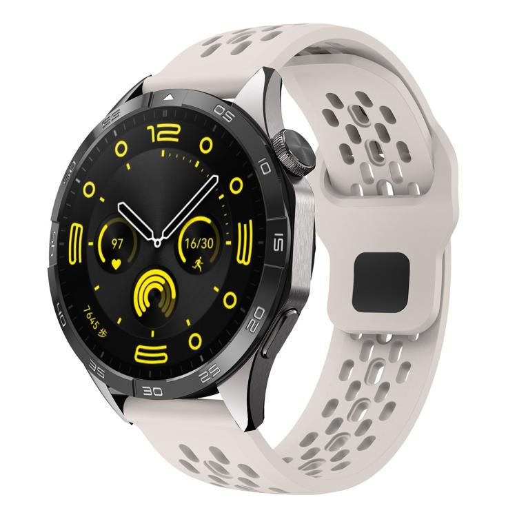 xDfind Flat Head Breathable Hole Black Buckle Silicone Watch Band, 22mm