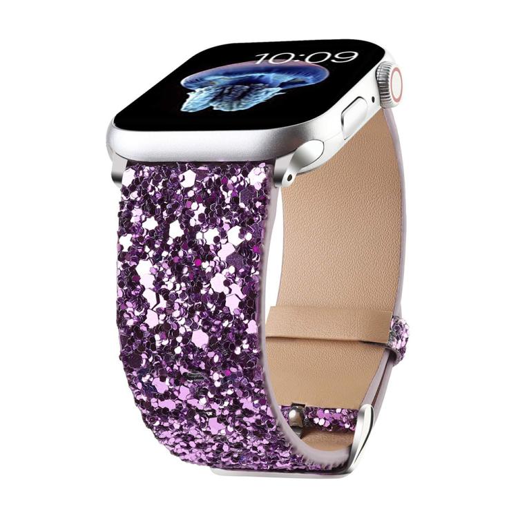 xDfind Glitter Sequins Leather Watch Band, For Apple Watch 42 / 44 / 45 / 46 / 49mm