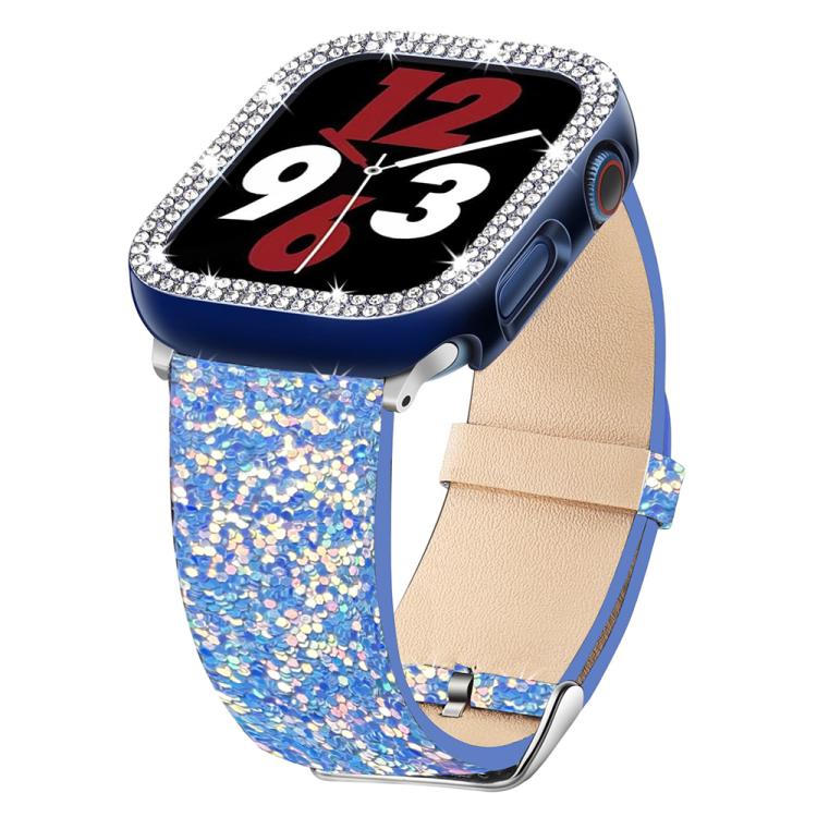 xDfind Glitter Sequins Leather Watch Band, For Apple Watch 42 / 44 / 45 / 46 / 49mm