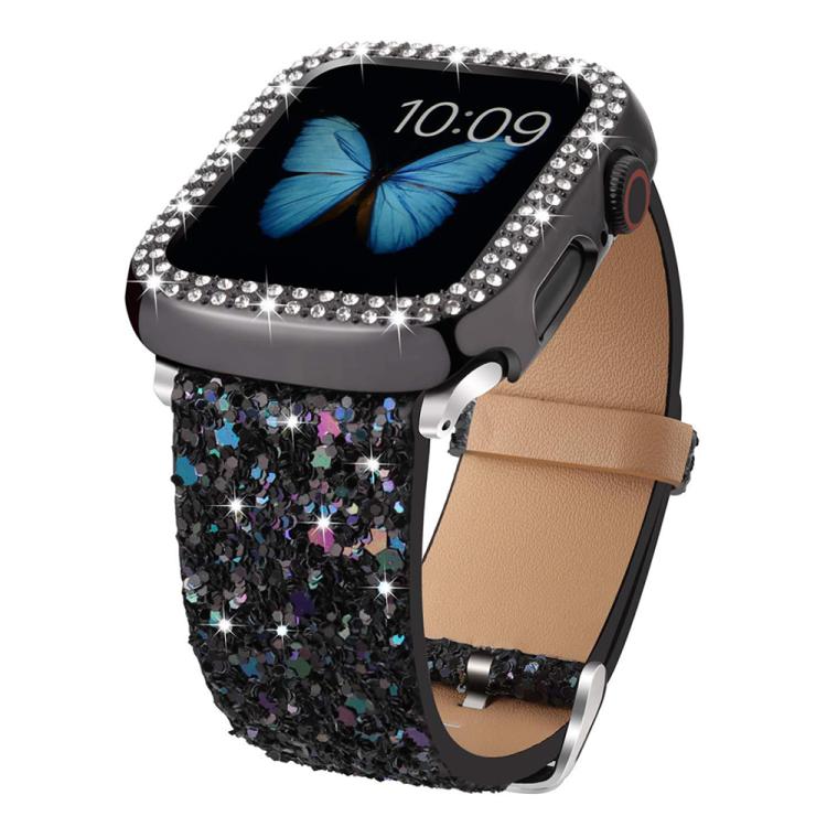 xDfind Glitter Sequins Leather Watch Band, For Apple Watch 42 / 44 / 45 / 46 / 49mm