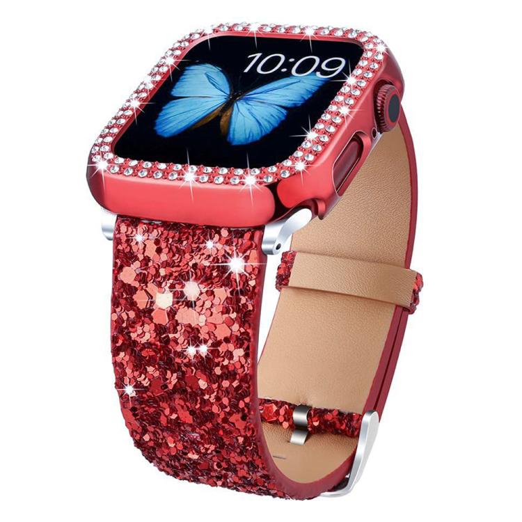 xDfind Glitter Sequins Leather Watch Band, For Apple Watch 38 / 40 / 41 / S10 42mm