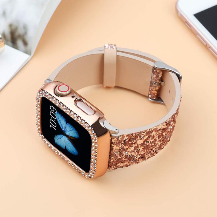 xDfind Glitter Sequins Leather Watch Band, For Apple Watch 42 / 44 / 45 / 46 / 49mm