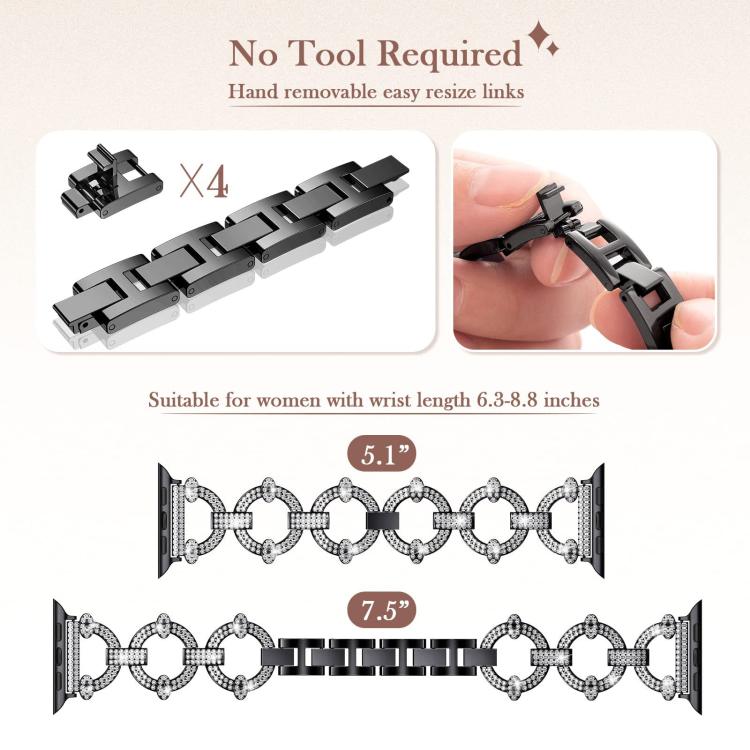 xDfind O-shaped Diamond Metal Watch Band, For Apple Watch 38 / 40 / 41 / S10 42mm