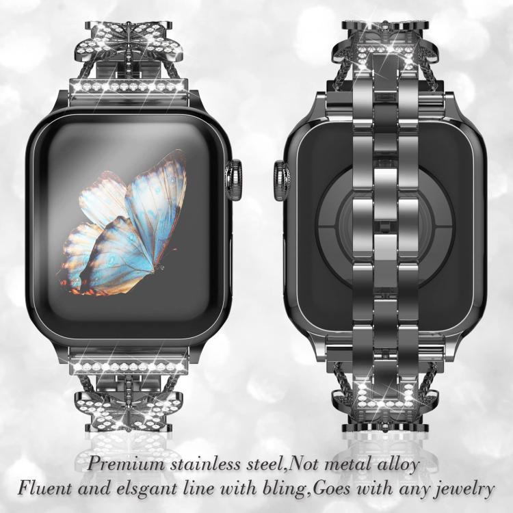 xDfind Butterfly-shaped Diamond Metal Watch Band, For Apple Watch 42 / 44 / 45 / 46 / 49mm