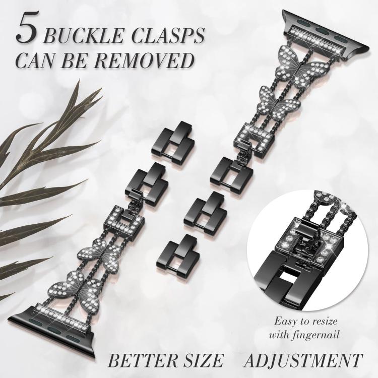 xDfind Butterfly-shaped Diamond Metal Watch Band, For Apple Watch 42 / 44 / 45 / 46 / 49mm