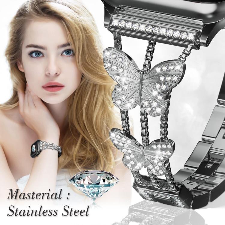 xDfind Butterfly-shaped Diamond Metal Watch Band, For Apple Watch 42 / 44 / 45 / 46 / 49mm