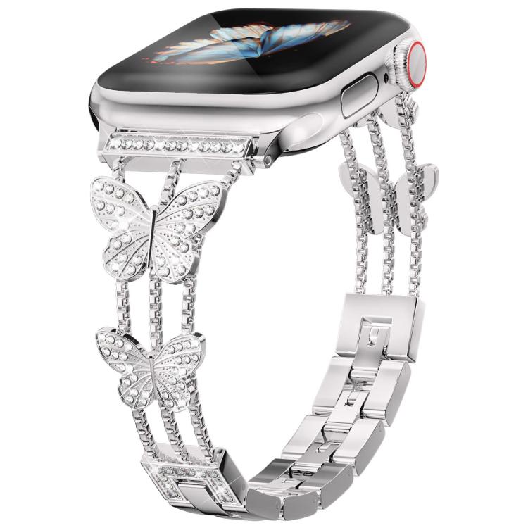 xDfind Butterfly-shaped Diamond Metal Watch Band, For Apple Watch 42 / 44 / 45 / 46 / 49mm