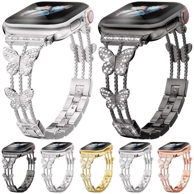 xDfind Butterfly-shaped Diamond Metal Watch Band, For Apple Watch 42 / 44 / 45 / 46 / 49mm