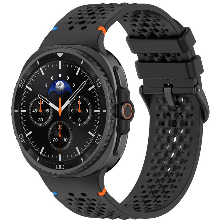xDfind Alloy Black Buckle Honeycomb Breathable Silicone Watch Band