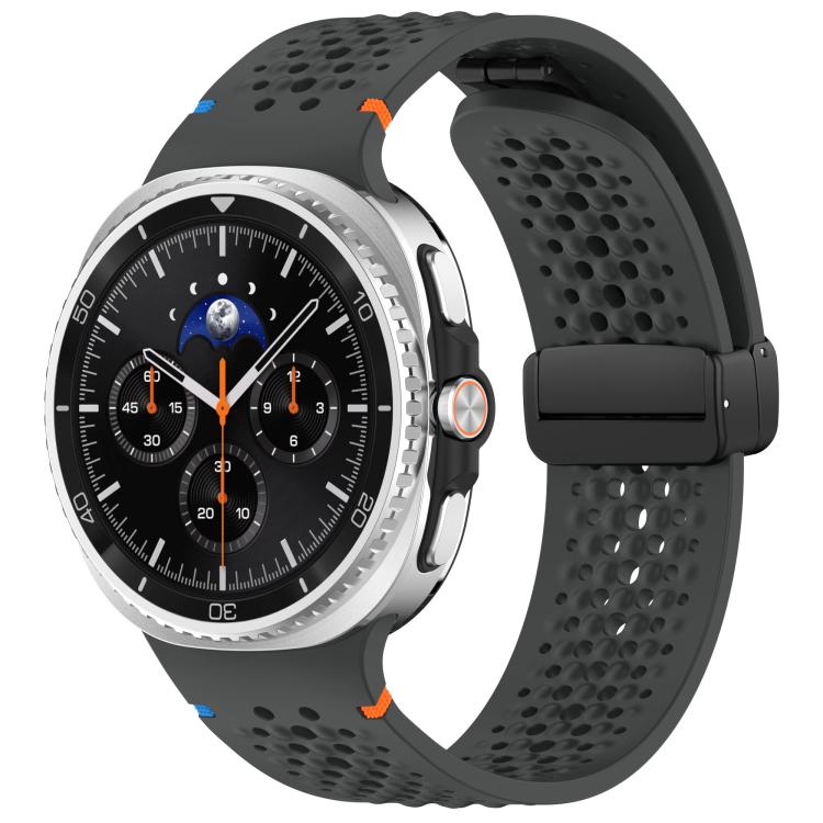 xDfind Magnetic Black Buckle Honeycomb Breathable Silicone Watch Band