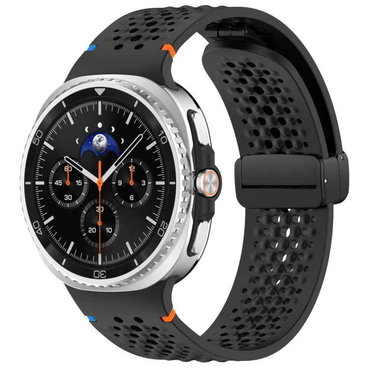 xDfind Magnetic Black Buckle Honeycomb Breathable Silicone Watch Band