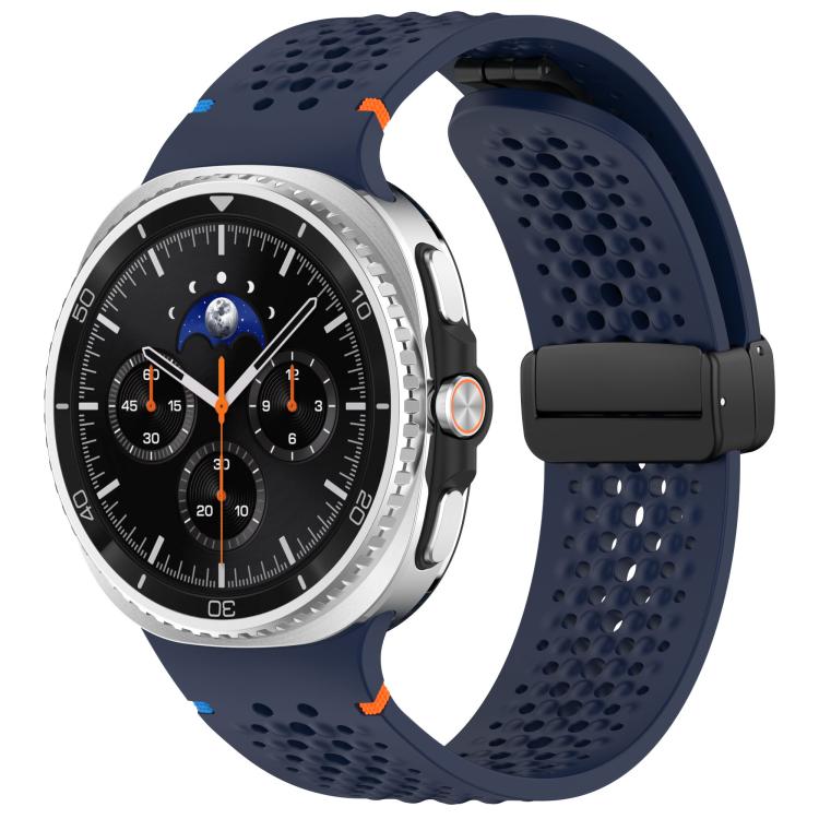 xDfind Magnetic Black Buckle Honeycomb Breathable Silicone Watch Band