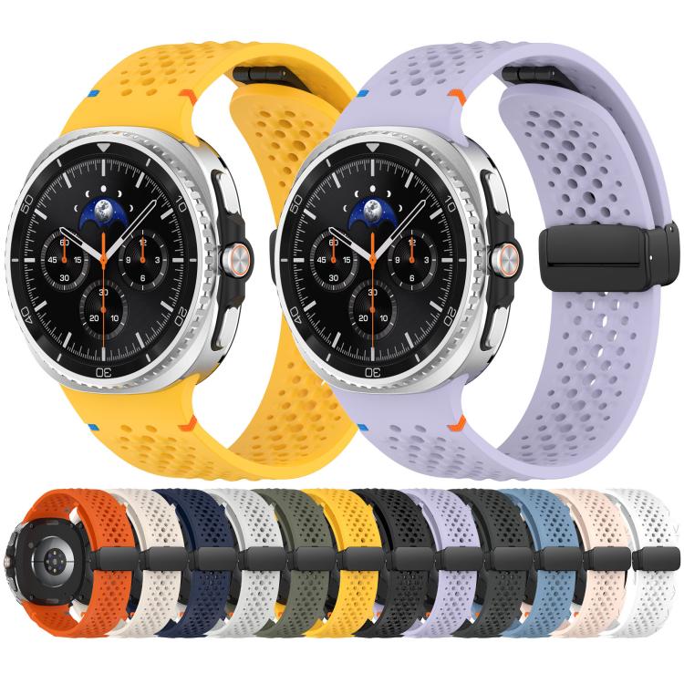 xDfind Magnetic Black Buckle Honeycomb Breathable Silicone Watch Band