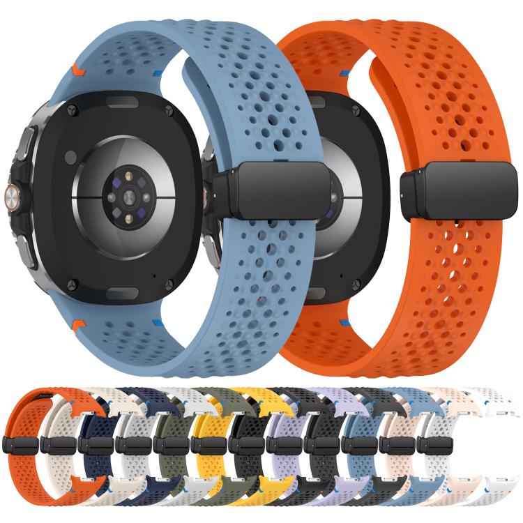 xDfind Magnetic Black Buckle Honeycomb Breathable Silicone Watch Band