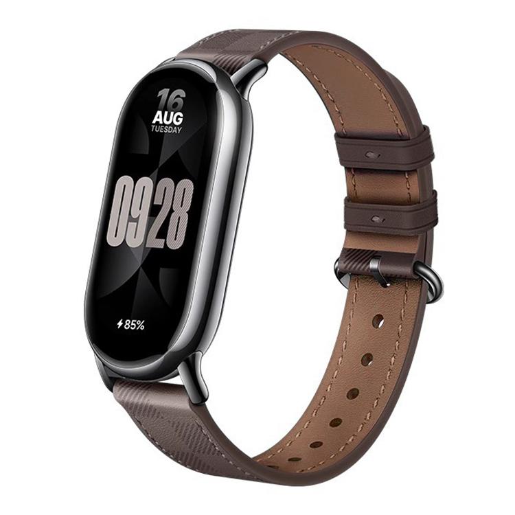 xDfind Plaid Texture Leather Watch Band, For Xiaomi Smart Band 10 / 9 / 8