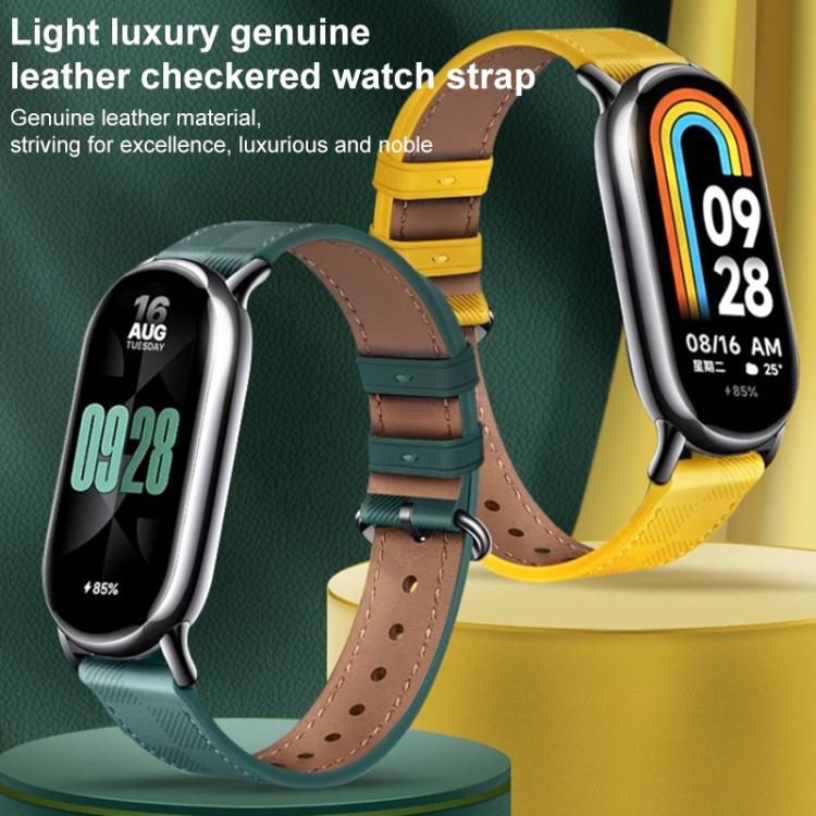 xDfind Plaid Texture Leather Watch Band