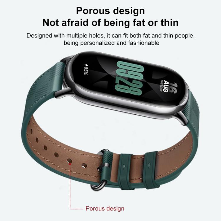 xDfind Plaid Texture Leather Watch Band, For Xiaomi Smart Band 10 / 9 / 8