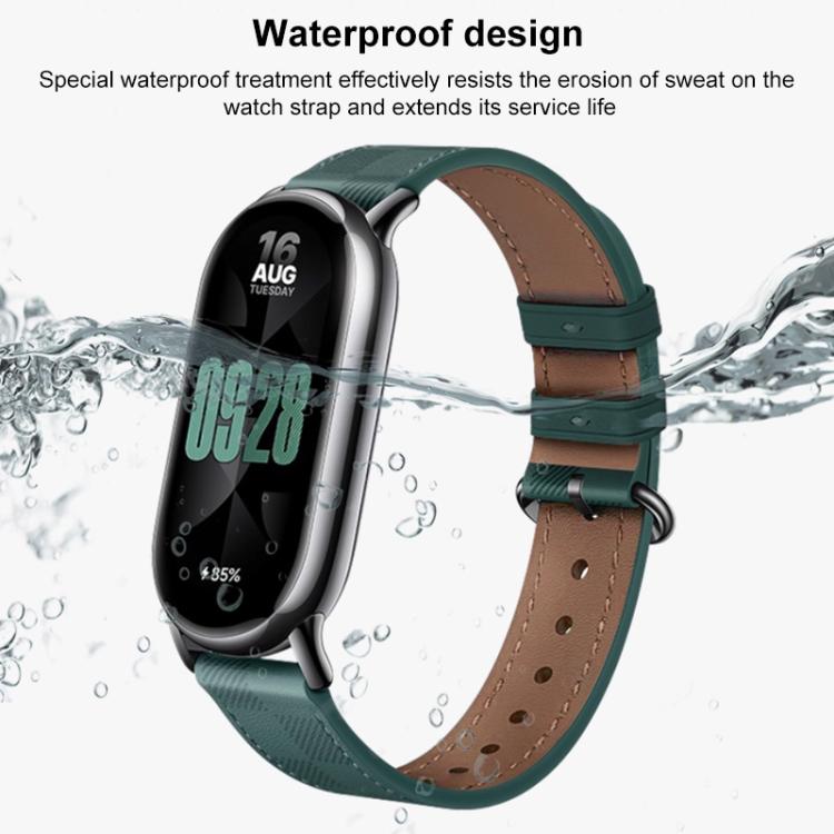 xDfind Plaid Texture Leather Watch Band, For Xiaomi Smart Band 10 / 9 / 8