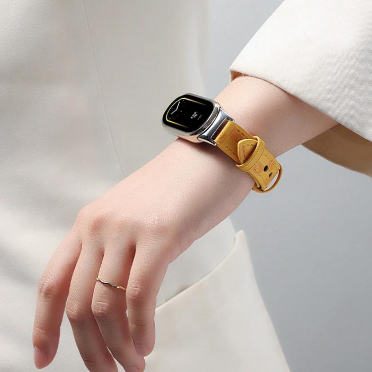 xDfind Plaid Texture Leather Watch Band, For Xiaomi Smart Band 10 / 9 / 8