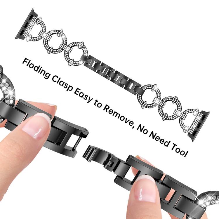 xDfind O-shaped Diamond Metal Watch Band with Tempered Film Integrated PC Cover