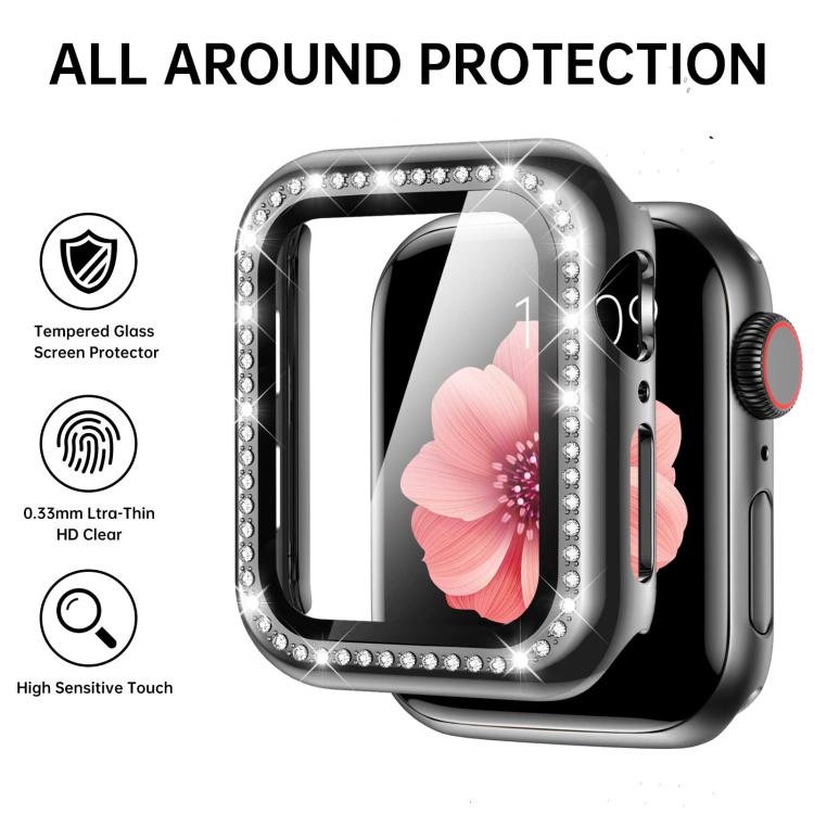 xDfind O-shaped Diamond Metal Watch Band with Tempered Film Integrated PC Cover, For Apple Watch Series 38mm