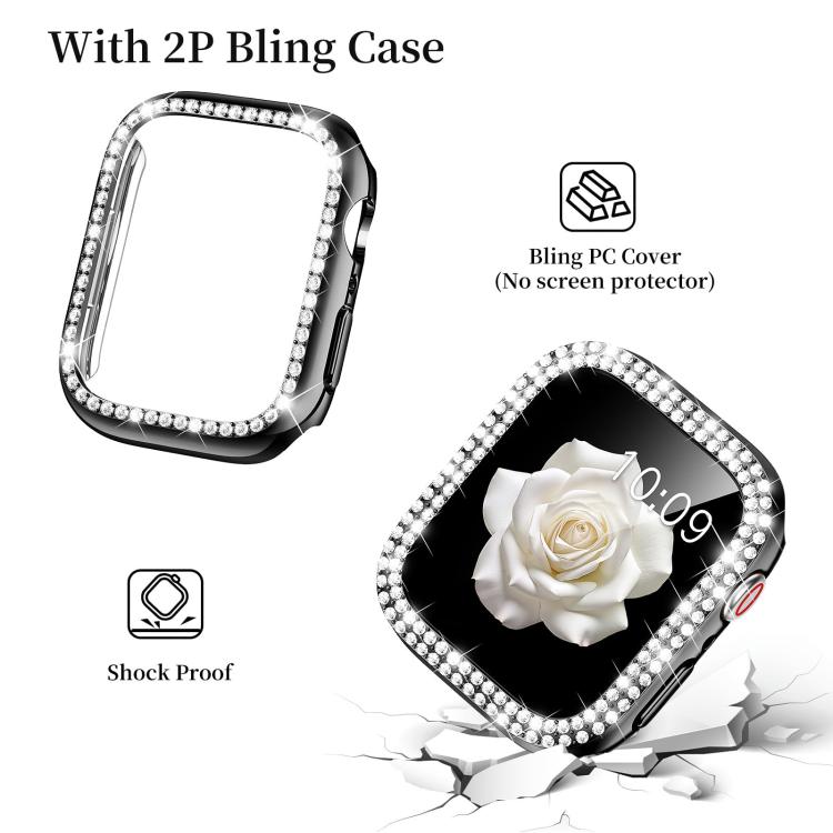 xDfind Diamond Jewelry Metal Watch Band with Case, For Apple Watch Series 45mm