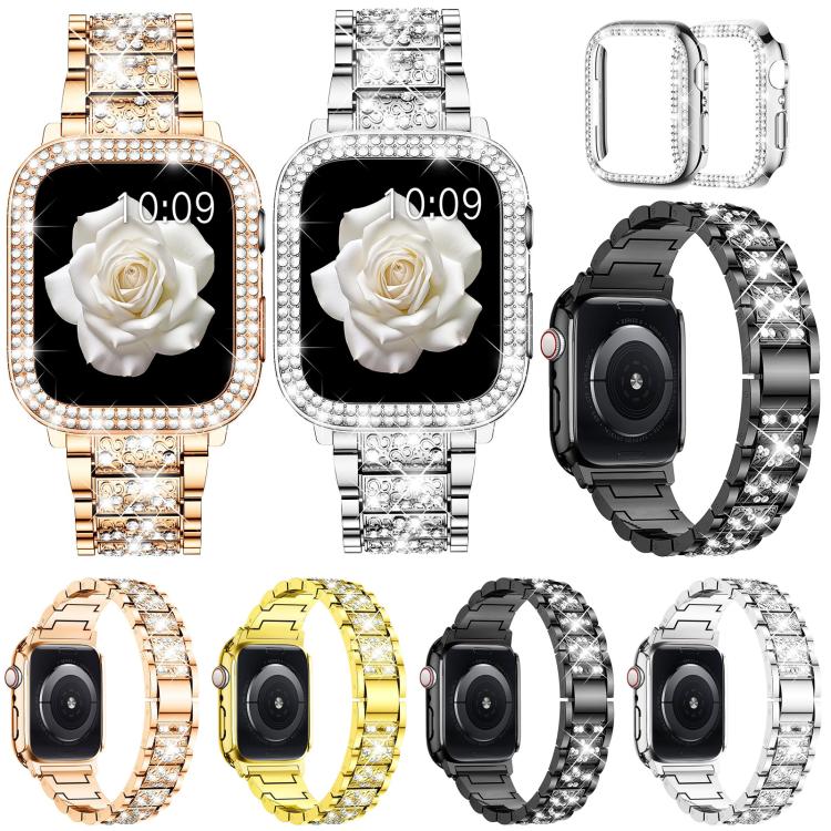 xDfind Diamond Jewelry Metal Watch Band with Case, For Apple Watch Series 45mm