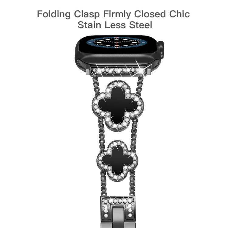 xDfind Four-leaf Clover Diamond Metal Watch Band, For Apple Watch 38 / 40 / 41 / S10 42mm