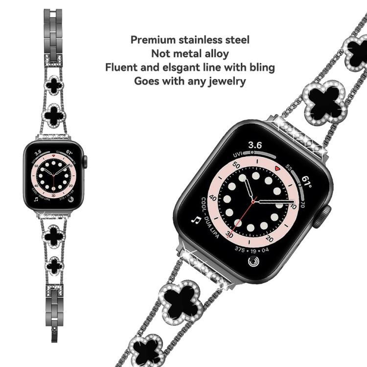 xDfind Four-leaf Clover Diamond Metal Watch Band, For Apple Watch 38 / 40 / 41 / S10 42mm